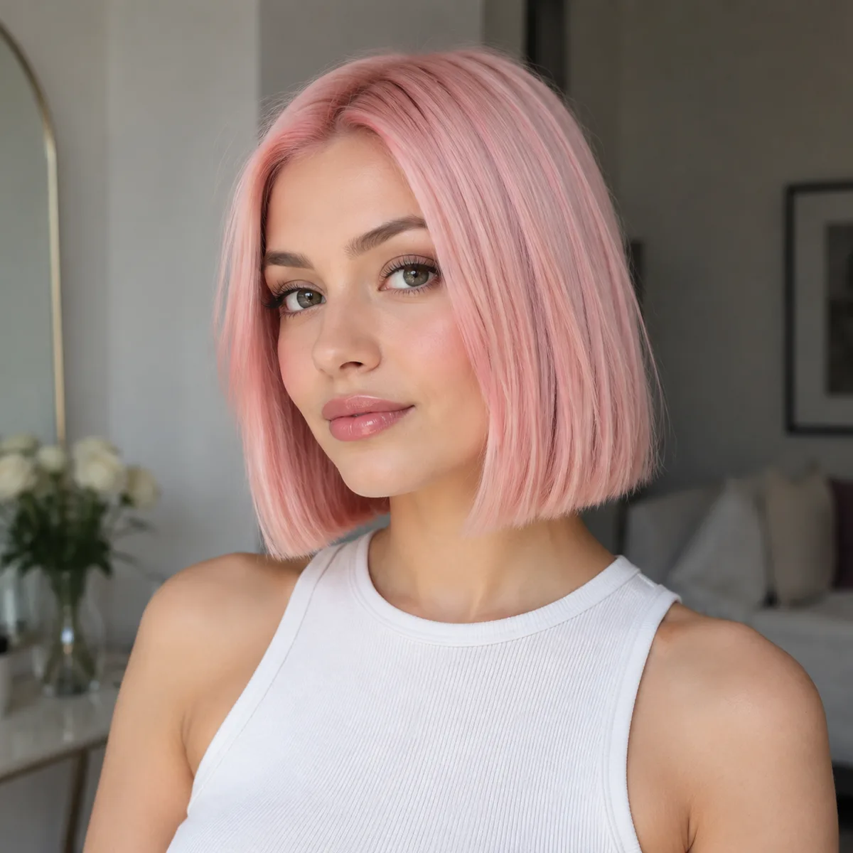 This image is about Coral Pink Layered Cut for Dark Skin Tones